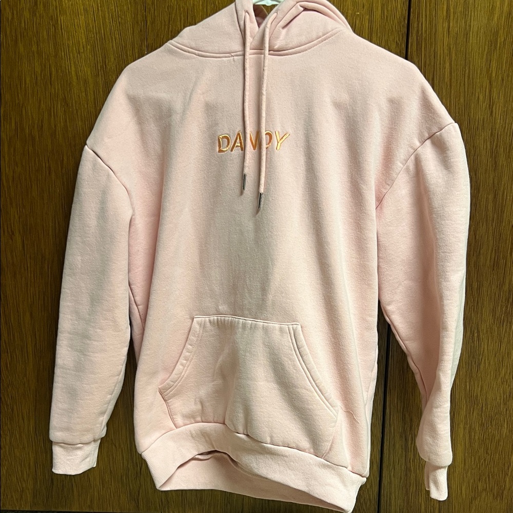 Pink Hoodie with Embroidered Text